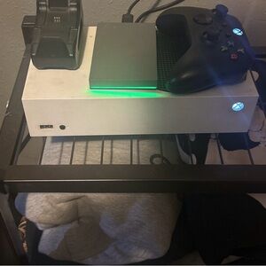 White Xbox One S Console with Black Controller and Modern Design